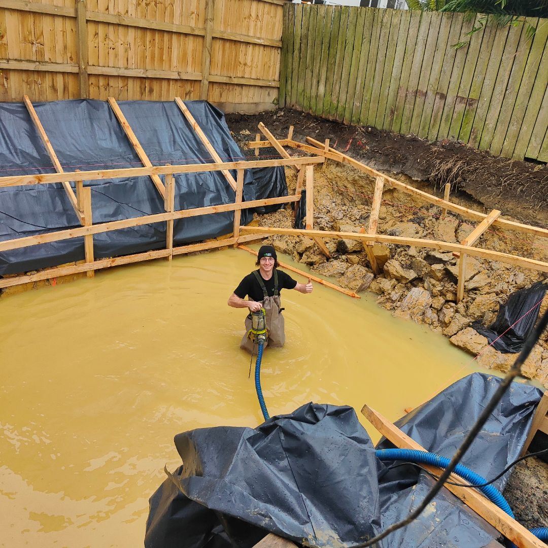 Maxwell Bennett on site during a pool excavation